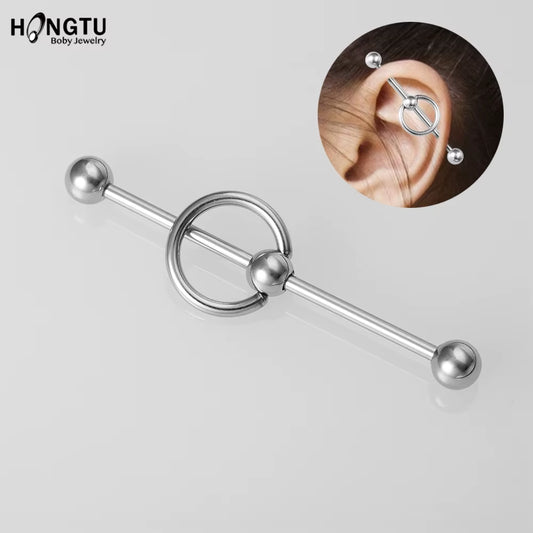 1PC New 38Mm Surgical Steel Industrial Barbell Helix Cartilage Earring Unisex Industrial Piercing CBR Body Piercing Jewelry 14G