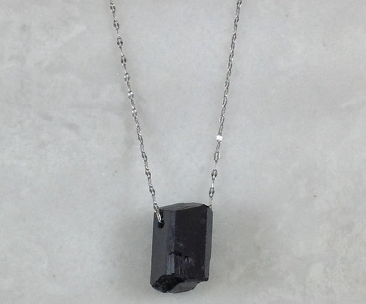 Black Tourmaline Rough Pendant (1pc)
