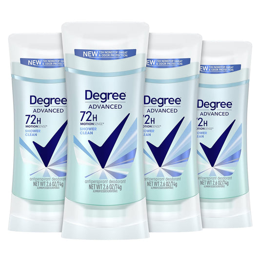 Advanced Antiperspirant Deodorant 4 Count 72-Hour Sweat & Odor Protection Shower Clean & Advanced Antiperspirant Deodorant Shower Clean