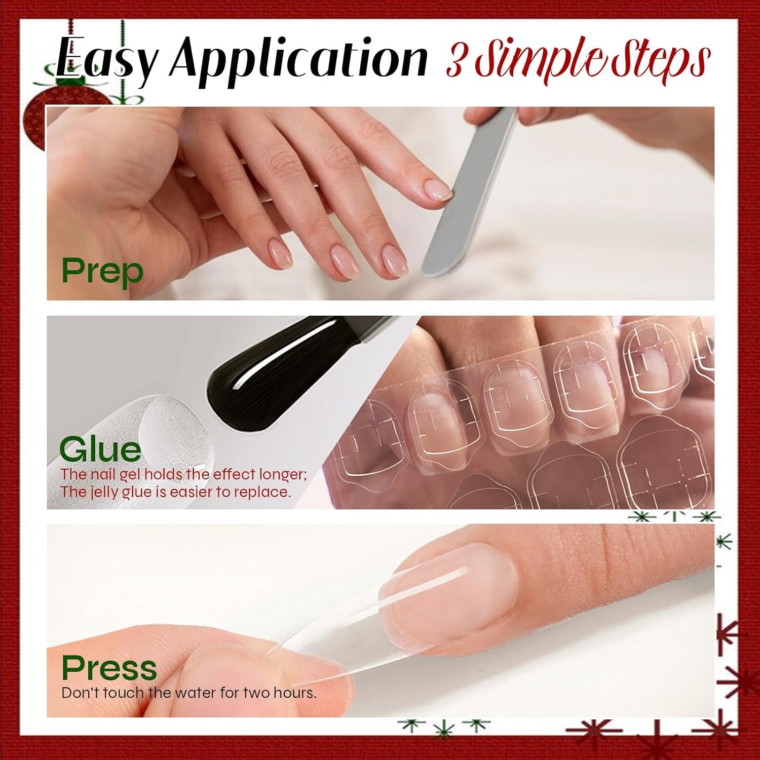 Christmas Press on Nails Square False Nails Black Fake Nails with Christmas Tree Design Glitter Artificial Nails Acrylic Glue on Nails Short Acrylic Nails Christmas Stick on Nails for Women ﻿