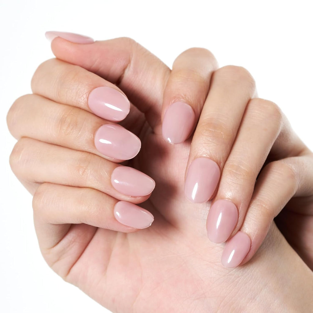 Press on Nails Short Oval, Spring Summer Handmade Dried Rose Jelly Gel Glue on Nails, 24Pcs Glossy round Reusable UV Finish Fake Nails Acrylic False Nails Manicure Kits for Women